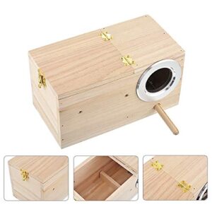 PINVNBY Parakeet Nest Box Bird House Budgie Wood Breeding Box for Lovebirds, Parrotlets Mating Box (M:7.9 * 4.7 * 4.7 inch)