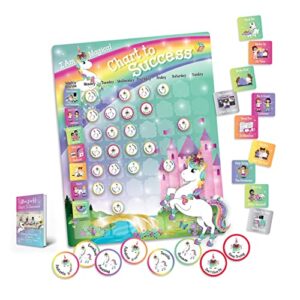 unicorn chart to success| magnetic dry erase| daily routine responsibility chore chart for kids| 80 reward tiles| 70 tasks, including behavior and self-care| fun design for girls| raising a star