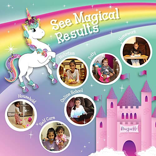 Unicorn Chart to Success| Magnetic Dry Erase| Daily Routine Responsibility Chore Chart for Kids| 80 Reward Tiles| 70 Tasks, Including Behavior and Self-Care| Fun Design for Girls| Raising a Star