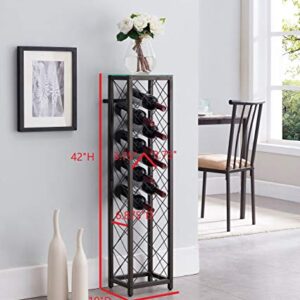 Kings Brand Furniture – Metal with Glass Top Shelf Freestanding Wine Rack Storage Tower - Holds 13 Bottles - Pewter Finish