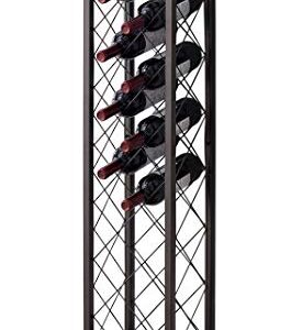 Kings Brand Furniture – Metal with Glass Top Shelf Freestanding Wine Rack Storage Tower - Holds 13 Bottles - Pewter Finish