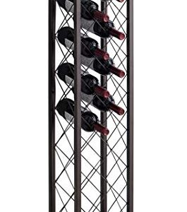 Kings Brand Furniture – Metal with Glass Top Shelf Freestanding Wine Rack Storage Tower - Holds 13 Bottles - Pewter Finish