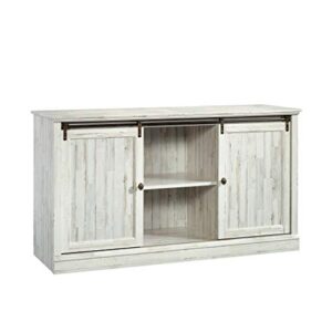 sauder barrister lane credenza, for tvs up to 60", white plank finish