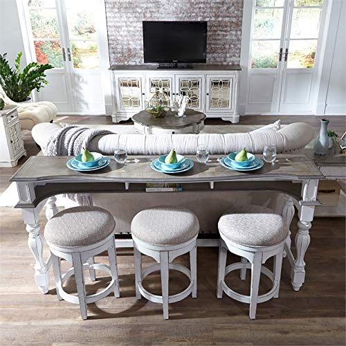 Liberty Furniture Magnolia Manor 4 Piece Set (1 Console 3 Stools), W76 x D22 x H36, Antique White