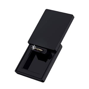 MONOLIX Slim Engagement Ring Box, Thin Unique Sliding Lid, Elegant Discreet Secret Surprise Marriage Wedding Proposal Case (Black, Mini)