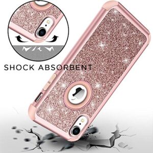 Hython Compatible with iPhone XR Case, Heavy Duty Full-Body Defender Protective Bling Glitter Sparkle Hard Shell Armor Hybrid Shockproof Silicone Rubber Bumper Cover for iPhone XR 6.1-Inch, Rose Gold