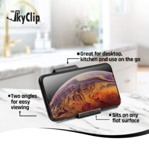 The SkyClip - (Black, 2 Pack Airplane Cell Phone Seat Back Tray Table Clip and Sturdy Phone Stand, Compatible with iPhone, Android, Tablets, and Readers