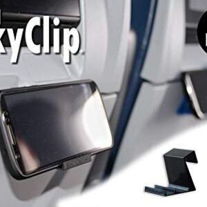 The SkyClip - (Black, 2 Pack Airplane Cell Phone Seat Back Tray Table Clip and Sturdy Phone Stand, Compatible with iPhone, Android, Tablets, and Readers