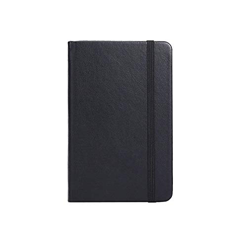 Small Pocket Notebook 3.5" x 5.5" Hardcover Lined Paper Mini Notepad with Black Leather Sketchbook Composition Notebook 1 Pack