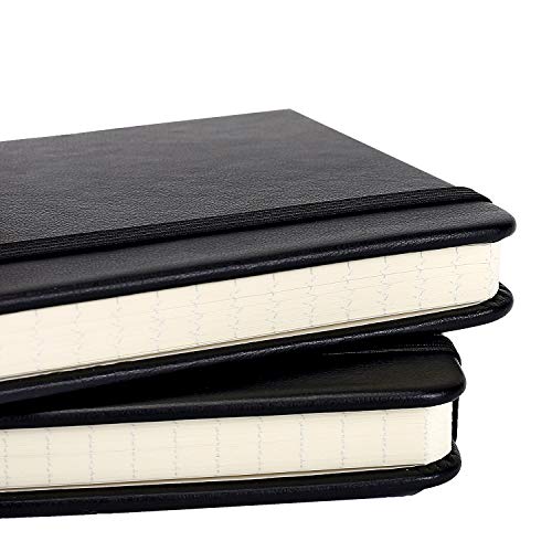 Small Pocket Notebook 3.5" x 5.5" Hardcover Lined Paper Mini Notepad with Black Leather Sketchbook Composition Notebook 1 Pack