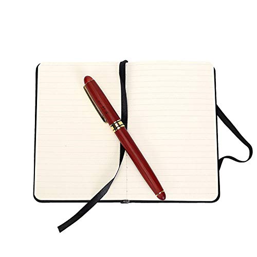 Small Pocket Notebook 3.5" x 5.5" Hardcover Lined Paper Mini Notepad with Black Leather Sketchbook Composition Notebook 1 Pack