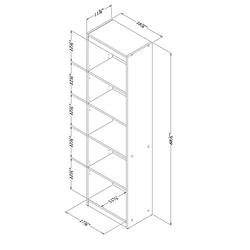 South Shore Axess 5-Shelf Narrow Bookcase, Blueberry