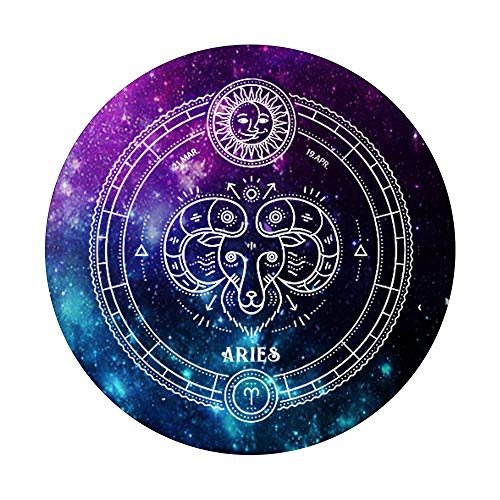 Aries Zodiac Sign Birthday Horoscope Space Star Galaxy Art PopSockets PopGrip: Swappable Grip for Phones & Tablets