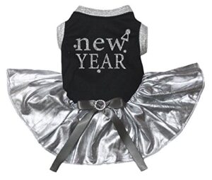 petitebella new year puppy dog dress (black/silver, xxx-large)