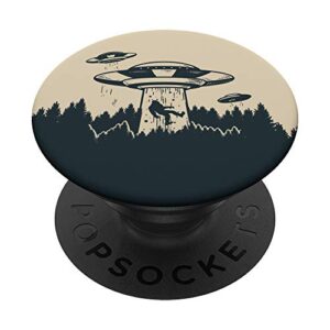 funny alien abducting bigfoot pop socket - flying saucer popsockets popgrip: swappable grip for phones & tablets