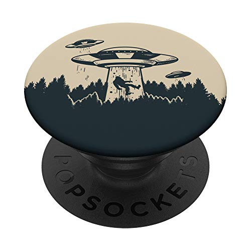 Funny Alien Abducting Bigfoot Pop Socket - Flying Saucer PopSockets PopGrip: Swappable Grip for Phones & Tablets