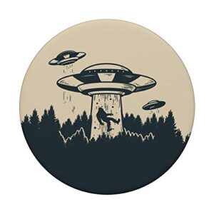 Funny Alien Abducting Bigfoot Pop Socket - Flying Saucer PopSockets PopGrip: Swappable Grip for Phones & Tablets