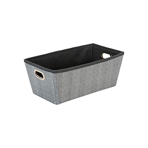 Simplify Herringbone Grommet Tote Basket, Closet Storage, De-Clutter Home, Office, Good for Toys, Linens, Cleaning Products, Accessories & More, Small