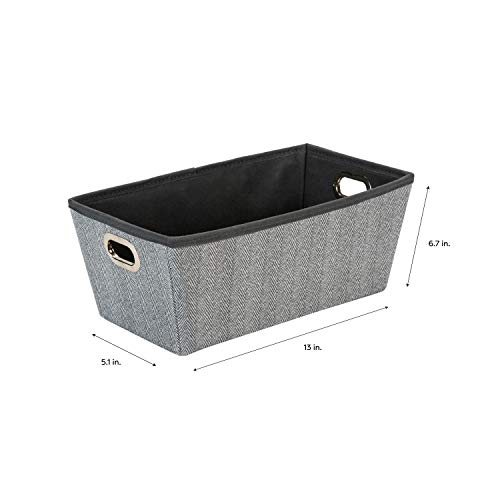 Simplify Herringbone Grommet Tote Basket, Closet Storage, De-Clutter Home, Office, Good for Toys, Linens, Cleaning Products, Accessories & More, Small