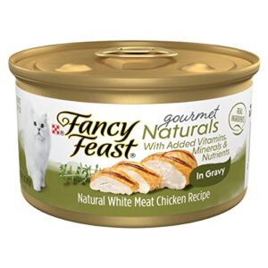 purina fancy feast wet cat food gourmet naturals white meat chicken recipe in wet cat food gravy - (12) 3 oz. cans