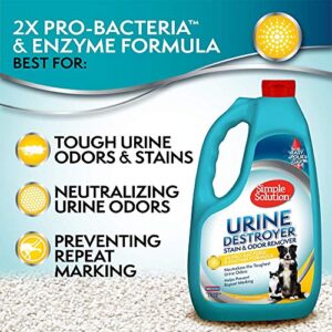 Simple Solution Urine Destroyer Enzymatic Cleaner | Pet Stain and Odor Remover with 2X Pro-Bacteria Cleaning Power | 17 Ounces