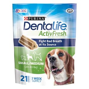 purina dentalife dental care small/medium dog chews, activfresh daily oral care - 21 treats