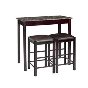 pearington remington high top counter height bar and pub table set with 2 chairs, dark espresso