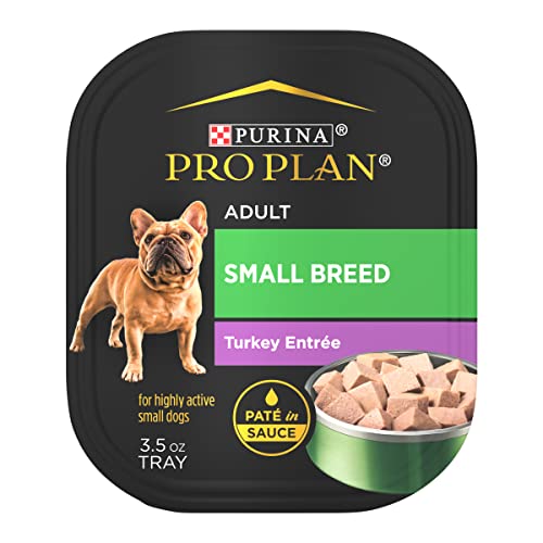 Purina Pro Plan Wet Dog Food for Small Dogs Adult Small Breed Turkey Entree High Protein Dog Food - (12) 3.5 oz. Trays