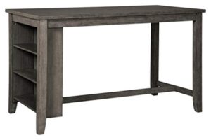 signature design by ashley caitbrook rustic counter height dining table with storage, dark gray