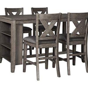 Signature Design by Ashley Caitbrook Rustic Counter Height Dining Table with Storage, Dark Gray