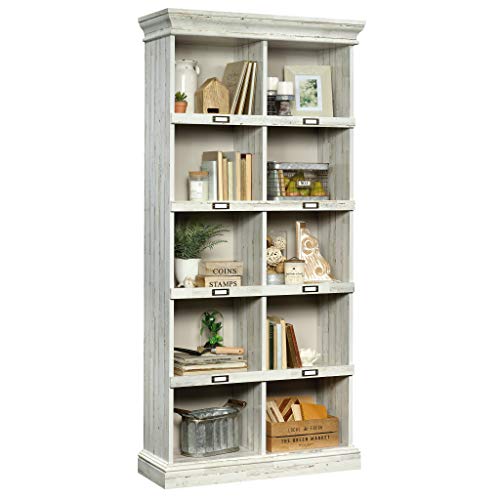 Sauder Barrister Lane Bookcase, L: 35.55" x W: 13.5" x H: 75.04", White Plank