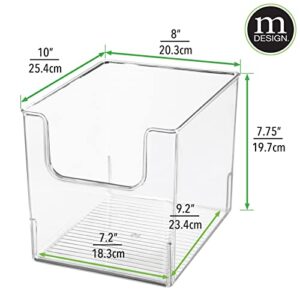 mDesign Modern Plastic Open Front Dip Storage Organizer Bin Basket for Home Office Organization - Shelf, Cubby, Cabinet, Cupboard, and Closet Organizing Decor - Ligne Collection - Clear