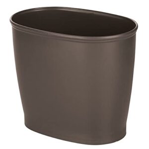 mDesign Plastic Oval Small 2.25 Gallon/8.5 Liter Trash Can Wastebasket, Garbage Container Bin for Bathroom, Kitchen, Office, Dorm - Holds Waste, Refuse, Recycling, Hyde Collection, 2 Pack, Dark Brown