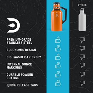 DrinkTanks Craft Growler, Passivated Stainless Steel Growlers for Beer, Leakproof and Vacuum Insulated Beverage Tumbler, Easy-to-Use Soda, Wine, or Coffee Tumbler with Handle, Moab, 64 Oz