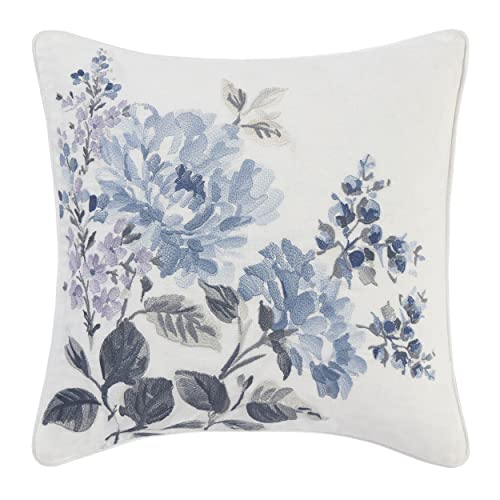Laura Ashley | Chloe Collection | Perfect Decorative Throw Pillow, Premium Designer Quality, Decorative Pillow for Bedroom Living Room and Home Décor, 1 Count (Pack of 1), Cottage Blue