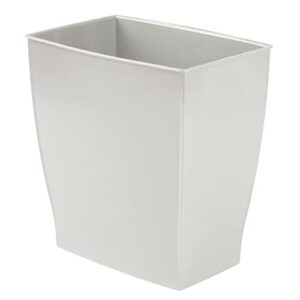 mDesign Plastic Rectangular Small 2 Gallon Trash Can - Wastebasket, Garbage Container Bin for Bathroom, Bedroom, Kitchen, Home Office, and Kids Room, Holds Waste, Recycling - 2 Pack - Light Gray