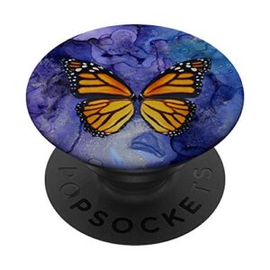 monarch butterfly phone button holder pop out back knob blue popsockets popgrip: swappable grip for phones & tablets