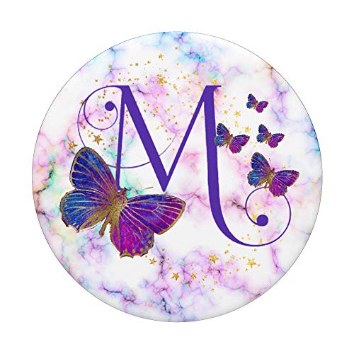 Purple Butterfly Personalized Letter M Monogram PopSockets Swappable PopGrip