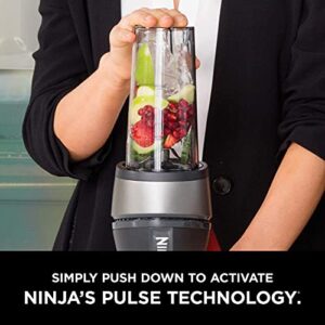 Ninja Personal Blender for Shakes, Smoothies, Food Prep, and Frozen Blending with 700-Watt Base and (2) 16-Ounce Cups with Spout Lids (QB3001SS) (Renewed)