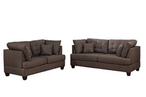 bobkona 2-pcs sofa & loveseat black coffee