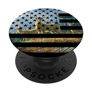 big buck american flag whitetail deer pop socket - hunting popsockets popgrip: swappable grip for phones & tablets