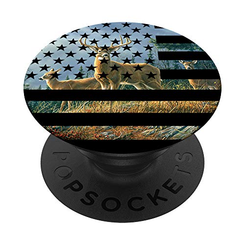 Big Buck American Flag Whitetail Deer Pop Socket - Hunting PopSockets PopGrip: Swappable Grip for Phones & Tablets