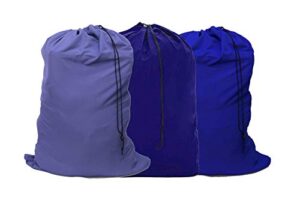 yongqiang extra large laundry bag 3 pack, blue, travel laundry bags with drawstring closure, 30"x40", for college, dorm and apartment dwellers.