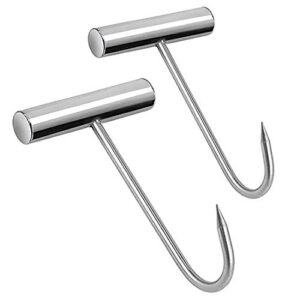 2pcs meat hooks for butchering stainless steel t hooks t-handle boning hooks with handle