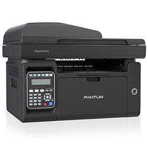 pantum m6602nw all-in-one monochrome laser printer copier scanner fax with wireless ethernet & usb2.0 capabilities, 150 pages paper input capacity (v7w99b)