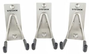 system x svs 163-3 stainless steel short double hook for pegboard, 3 inches long, pack of 3