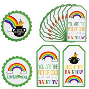 st patricks day tags - 40 pieces happy st. patrick’s day gift tags - lucky you tags - luck of the rainbow labels with 33 feet strings for irish st patty’s day gift wrap, candy packaging tags