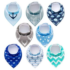 pandaear baby bandana drool bibs 8 pack for drooling and teething, super absorbent hypoallergenic, neutral color for boys & girls
