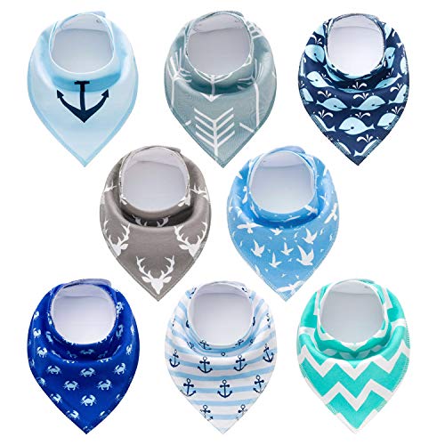 PandaEar Baby Bandana Drool Bibs 8 Pack for Drooling and Teething, Super Absorbent Hypoallergenic, Neutral Color for Boys & Girls