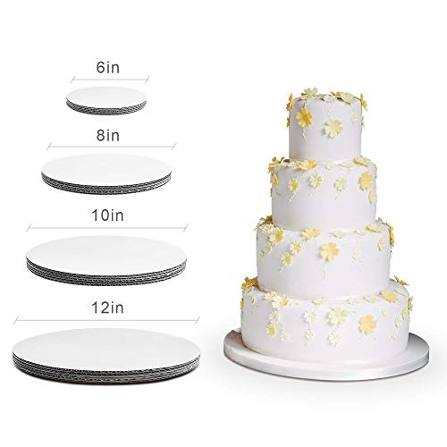 LEGLO Round Greaseproof Cake Boards – White Cake Circle Base, 6/8/10/12 inch, 5 of Each Size
